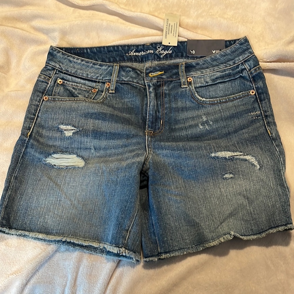 American Eagle Outfitters Distressed Blue Denim Jean Shorts